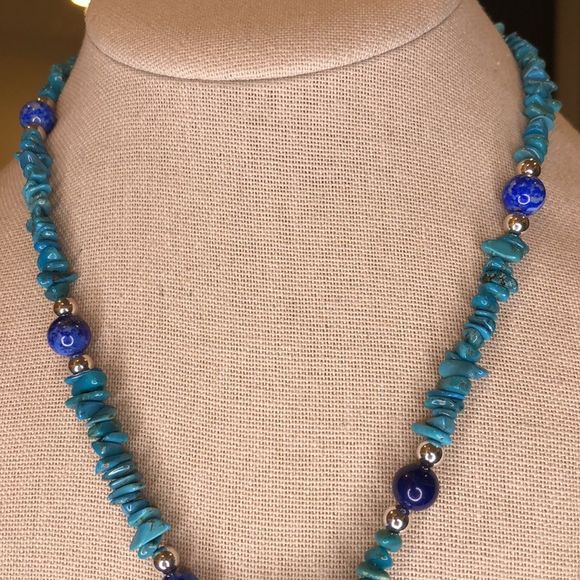 JAY KING DTR Turquoise Lapis Mosaic Inlay Heart Pendant Turquoise Lapis Necklace - Picture 4 of 13